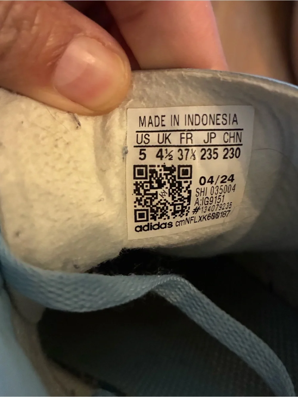 adidas Gazelle Light Blue Suede Sneakers with Black Stripes and Orange Heel